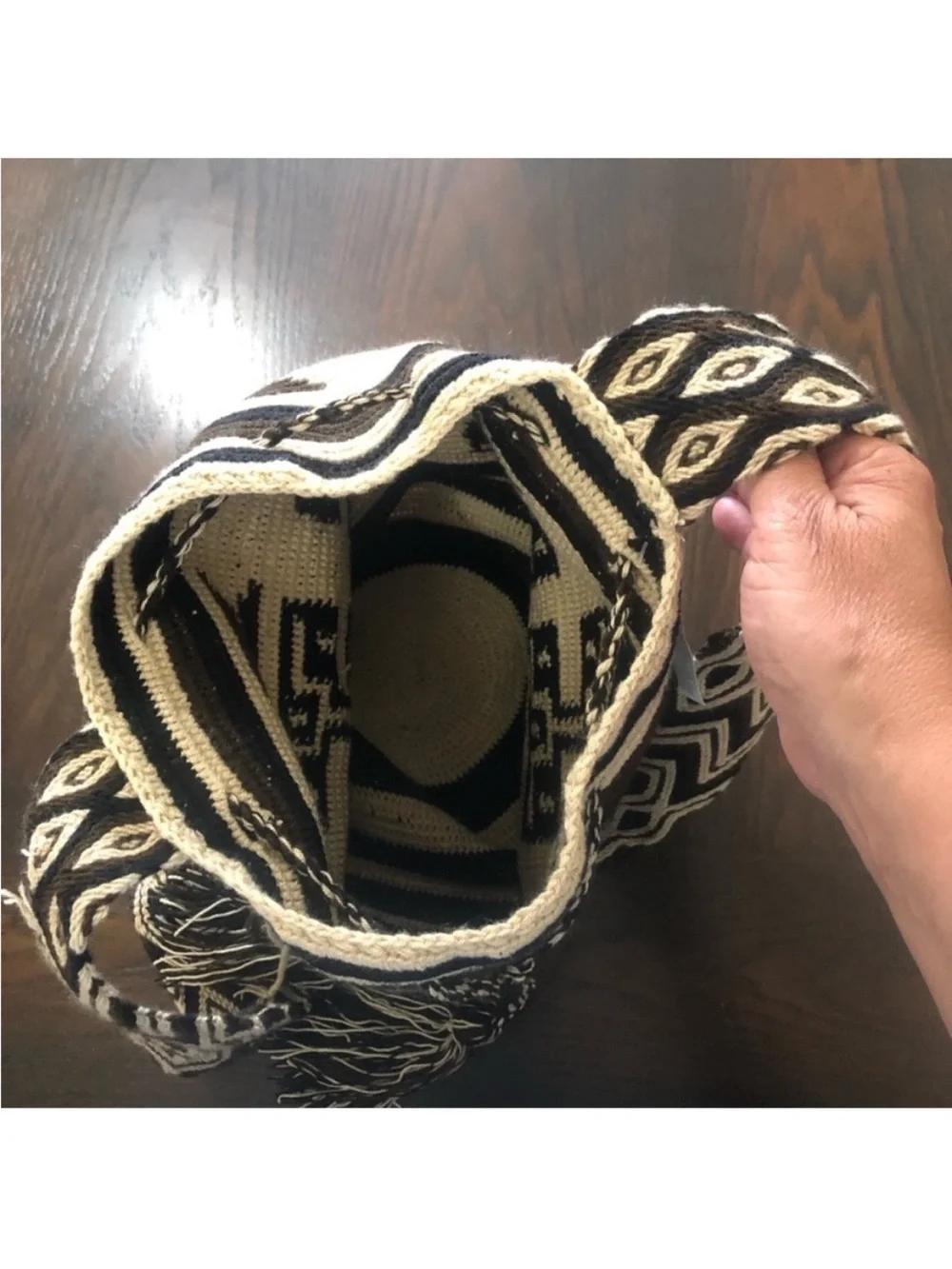 WAYUU Colombian Tribe Black Cream Woven Hobo Bag NWT SARAI WAYUU cross body XL